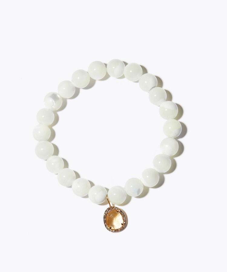 [amulette] [Symbol of love, tenderness, and motherhood]mother of pearl citrine pave diamonds bracelet